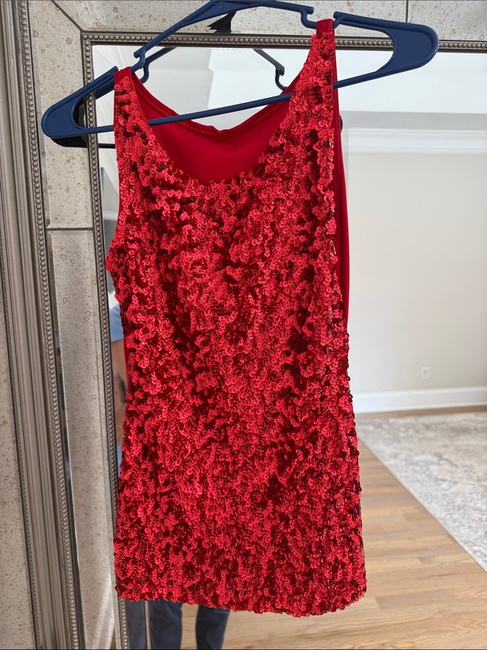 Red Sequin Tank Shirt - Women